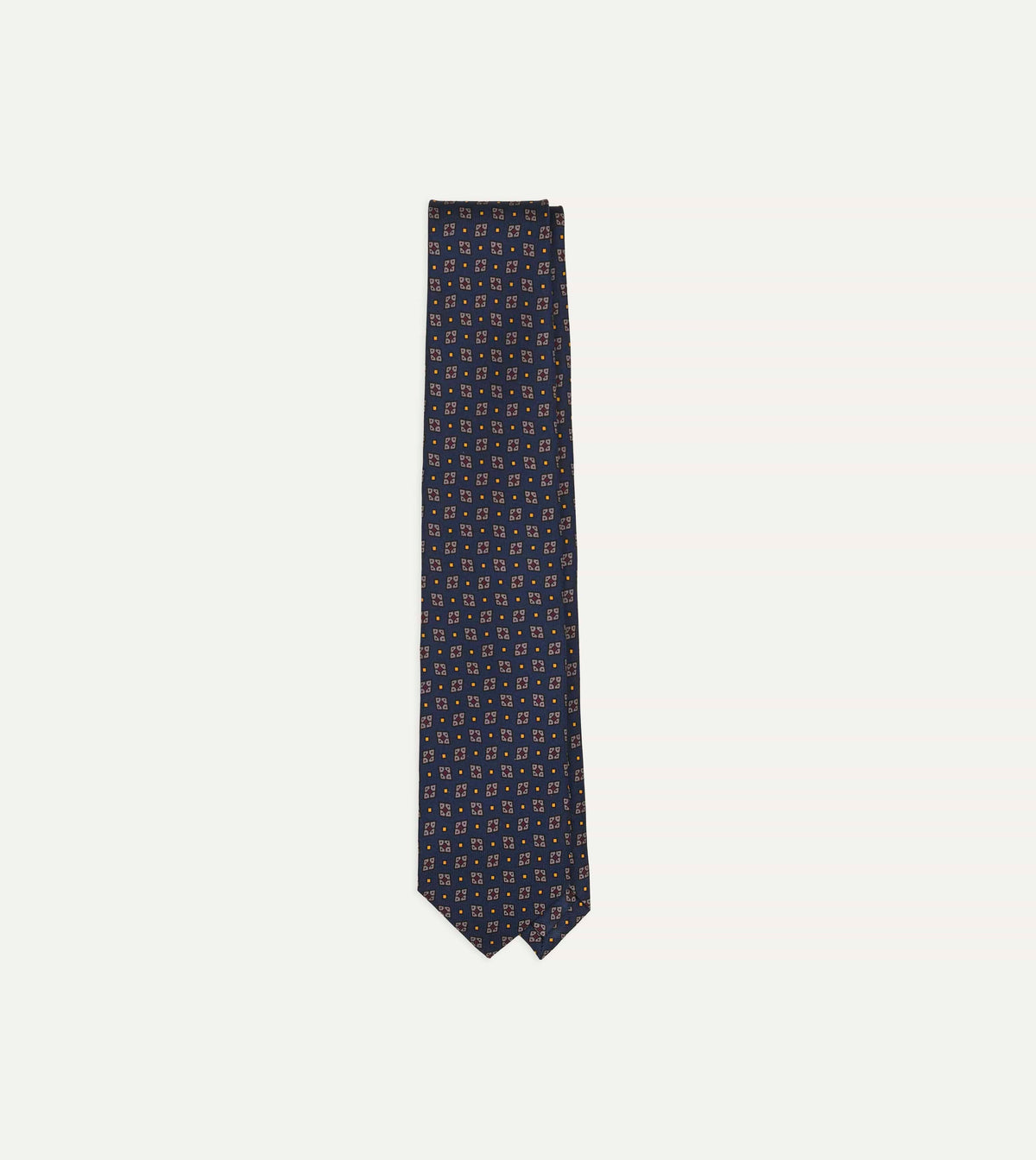 Blue Mini Diamonds Dot Print Silk Self-Tipped Tie
