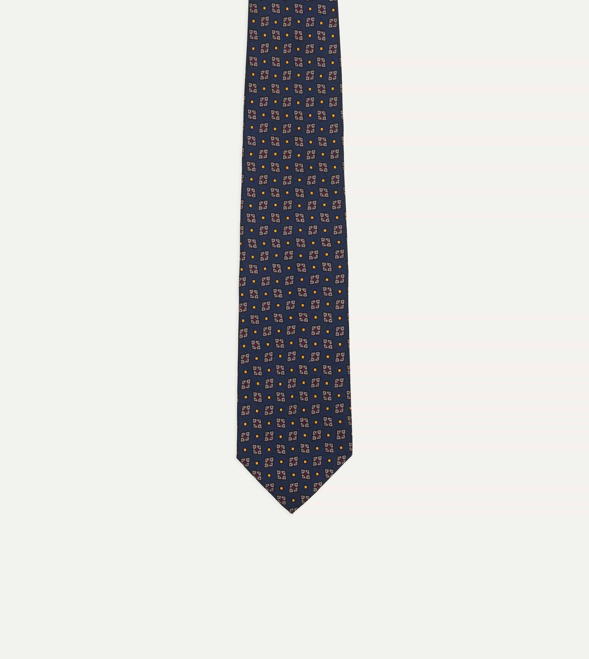 Blue Mini Diamonds Dot Print Silk Self-Tipped Tie