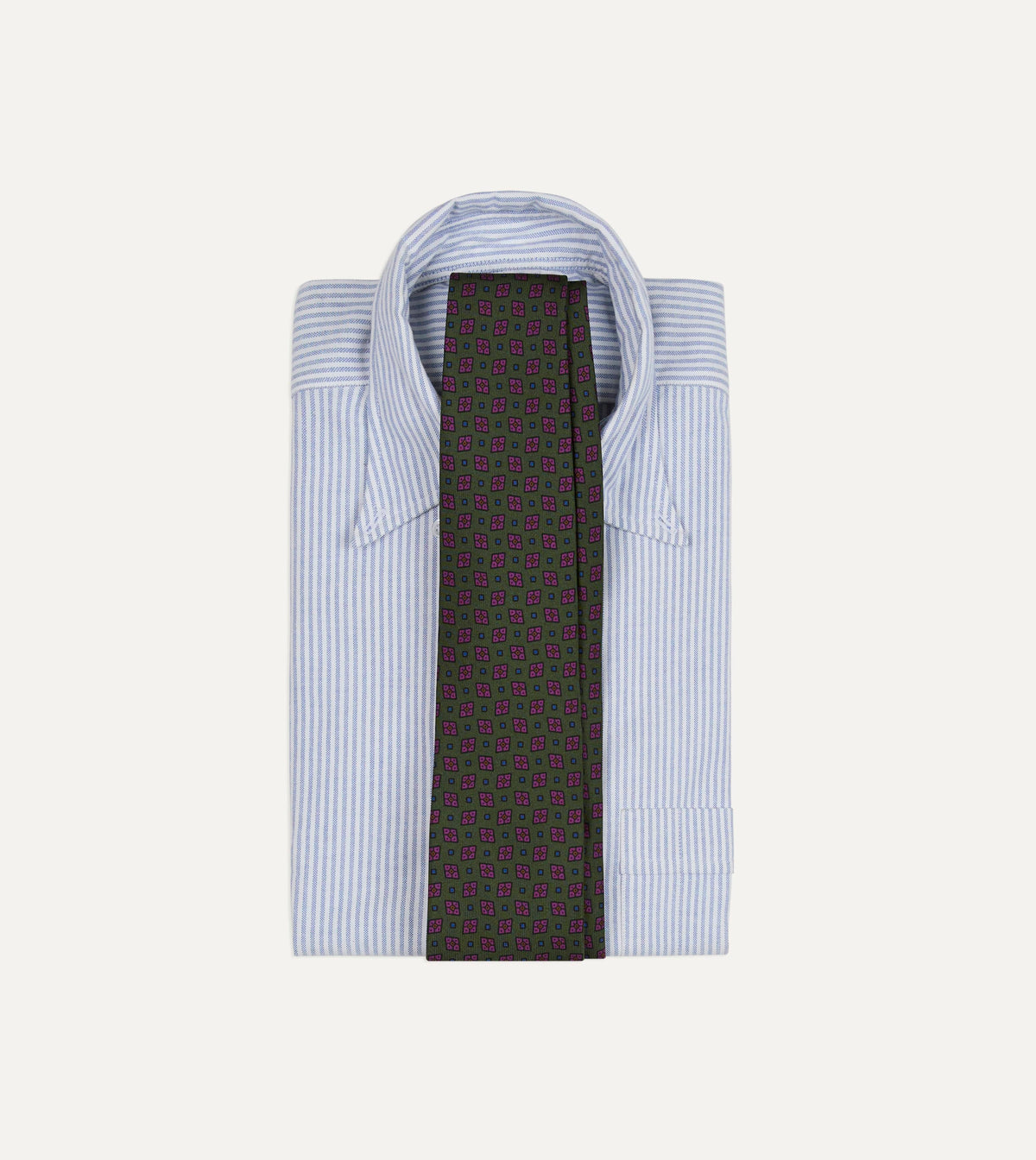 Green Mini Diamonds Dot Print Silk Self-Tipped Tie