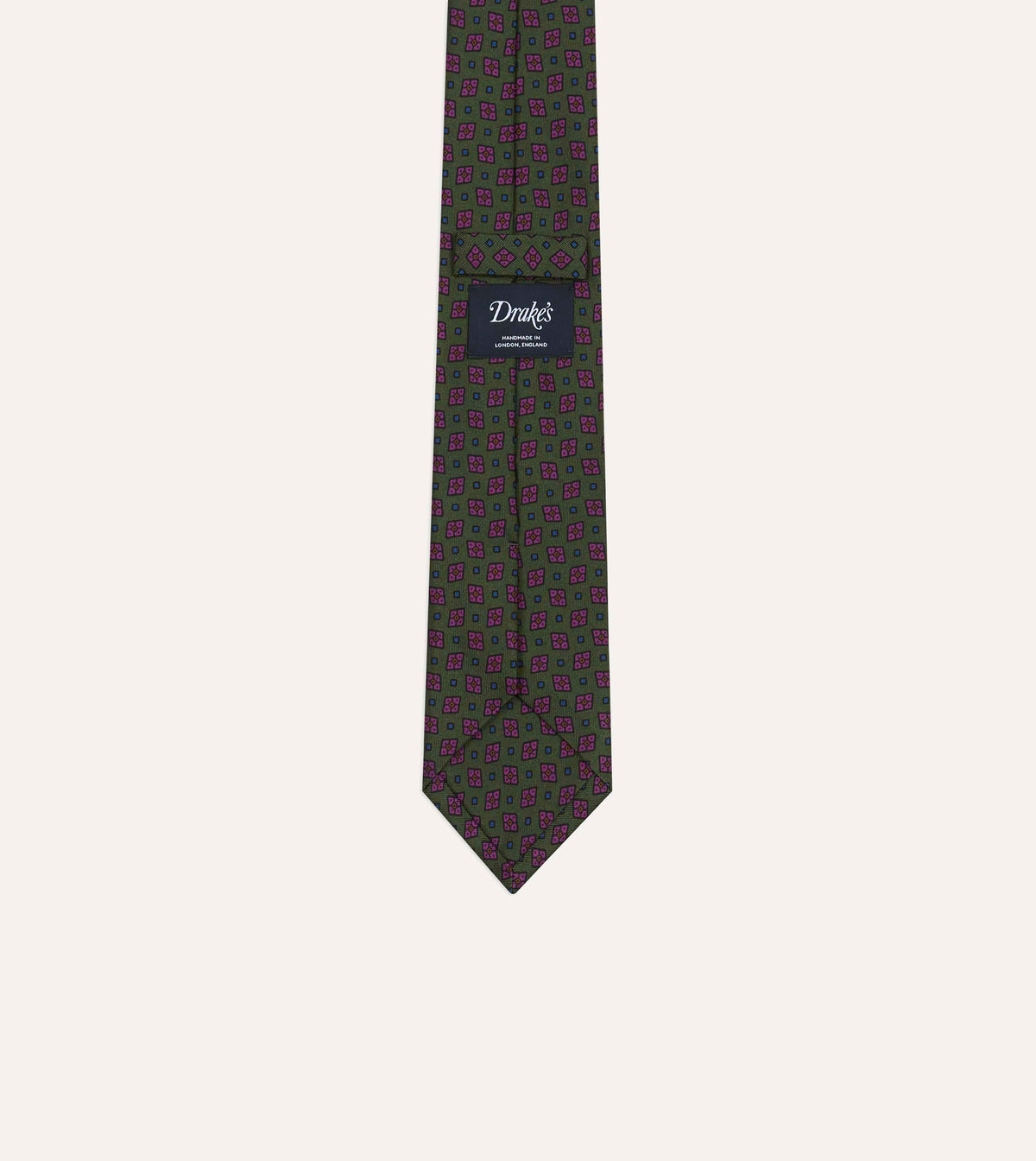 Green Mini Diamonds Dot Print Silk Self-Tipped Tie