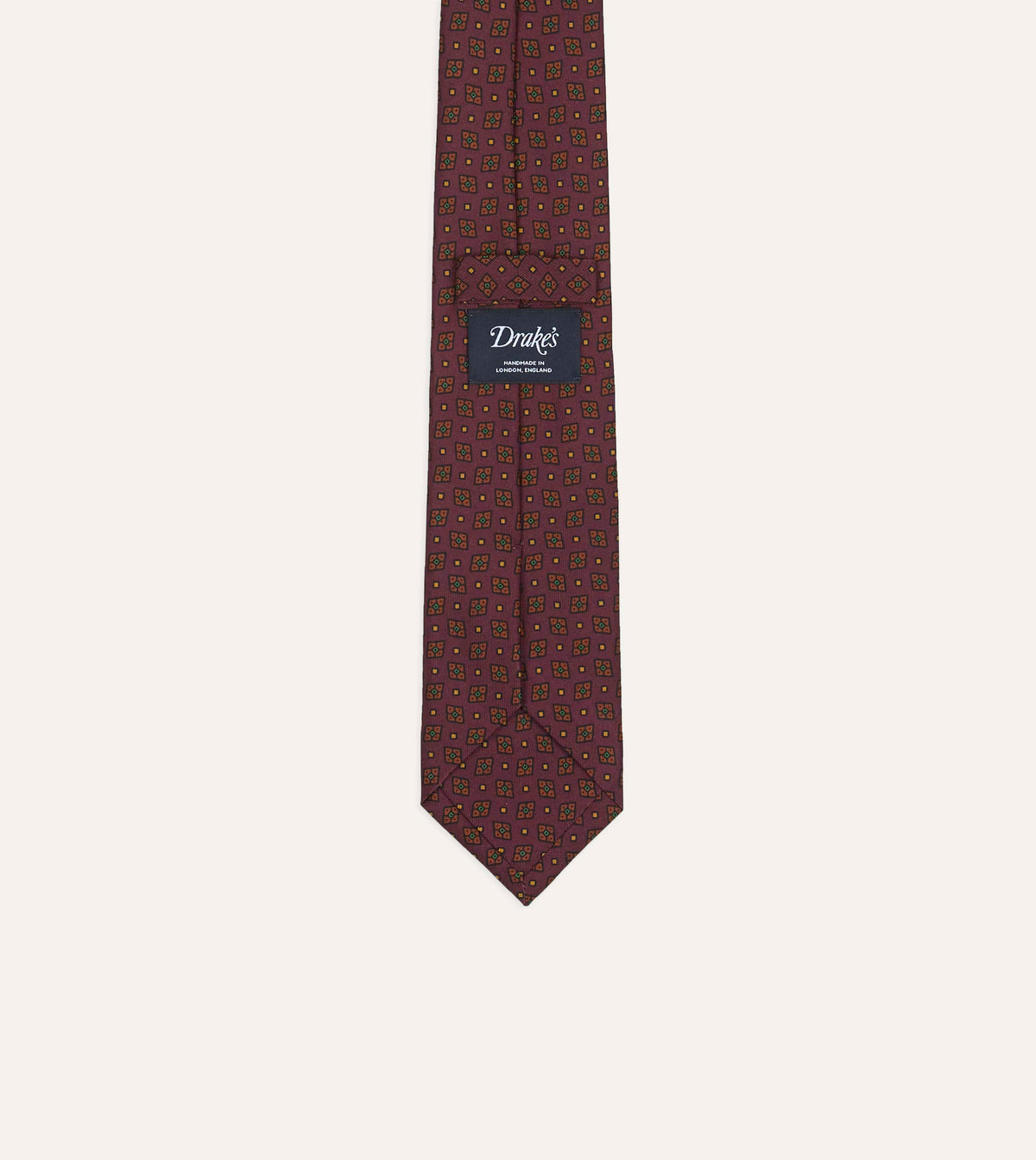 Burgundy Mini Diamonds Dot Print Silk Self-Tipped Tie