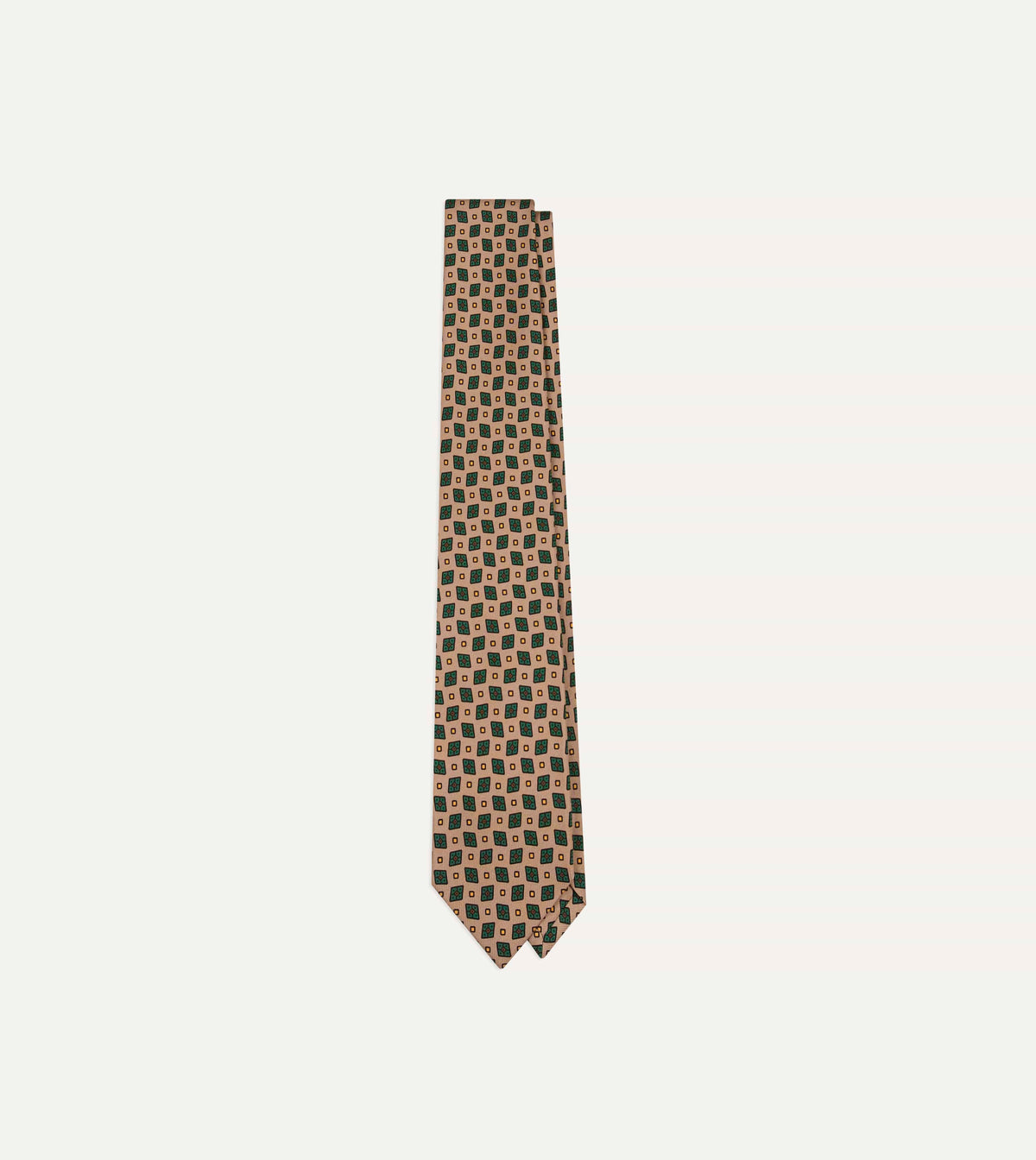 Brown Mini Diamonds Dot Print Silk Self-Tipped Tie