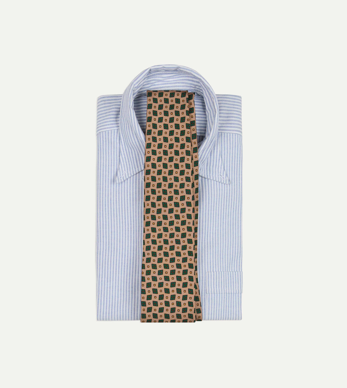 Brown Mini Diamonds Dot Print Silk Self-Tipped Tie