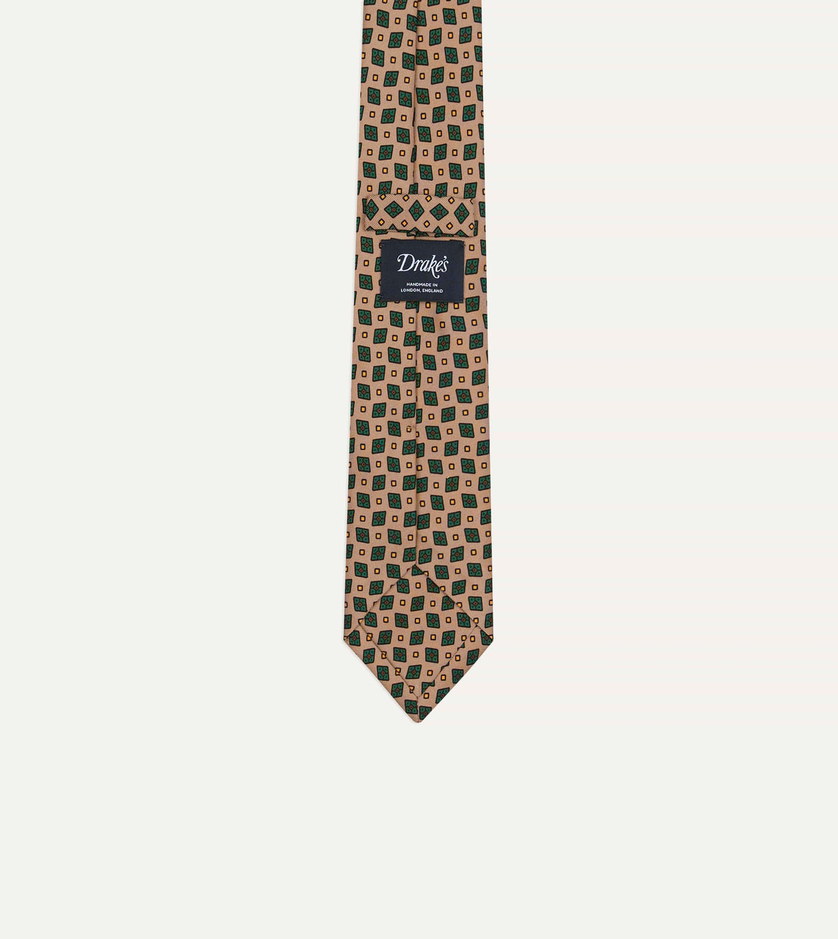 Brown Mini Diamonds Dot Print Silk Self-Tipped Tie