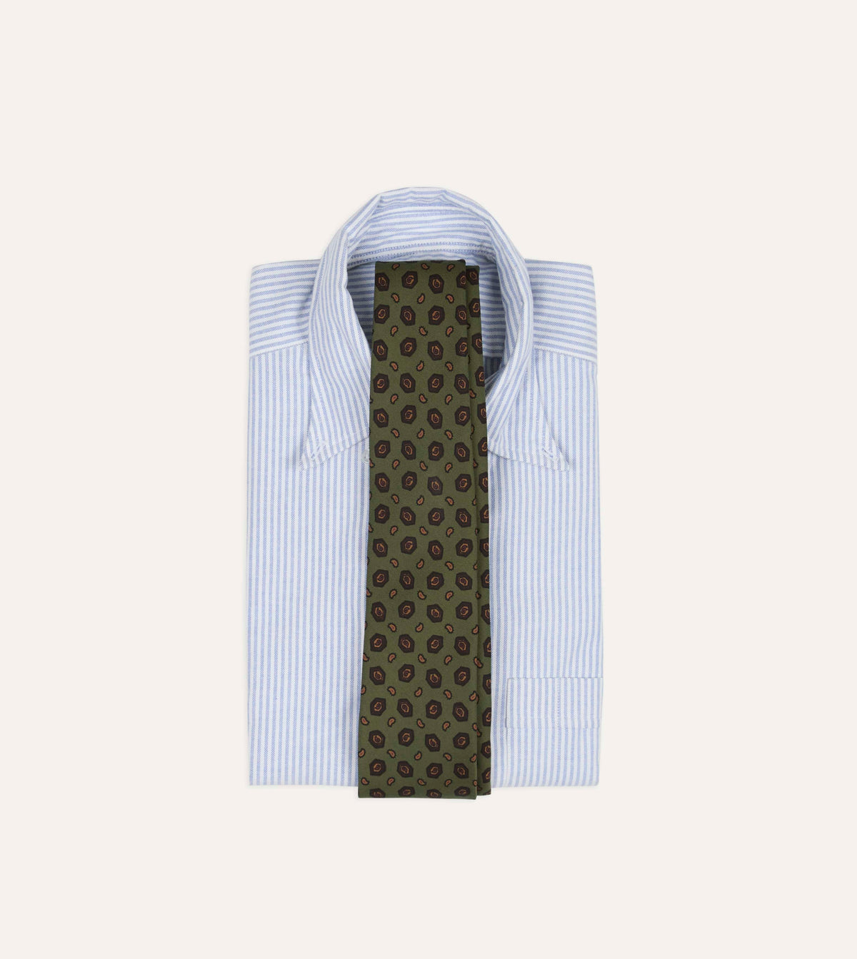 Green Mini Paisley Medallion Print Silk Self-Tipped Tie