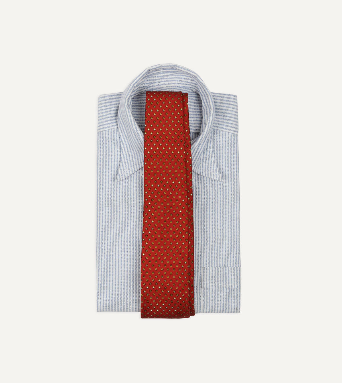 Orange Mini Flowers Tile Print Silk Self-Tipped Tie