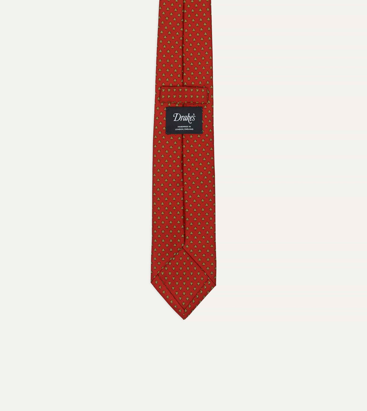 Orange Mini Flowers Tile Print Silk Self-Tipped Tie
