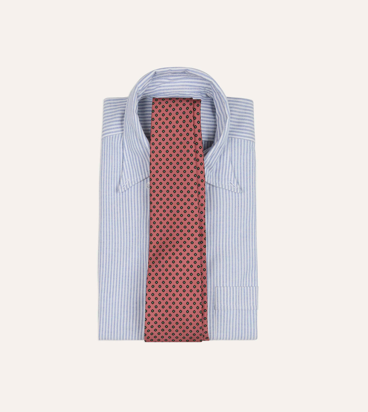 Pink Mini Flowers Tile Print Silk Self-Tipped Tie