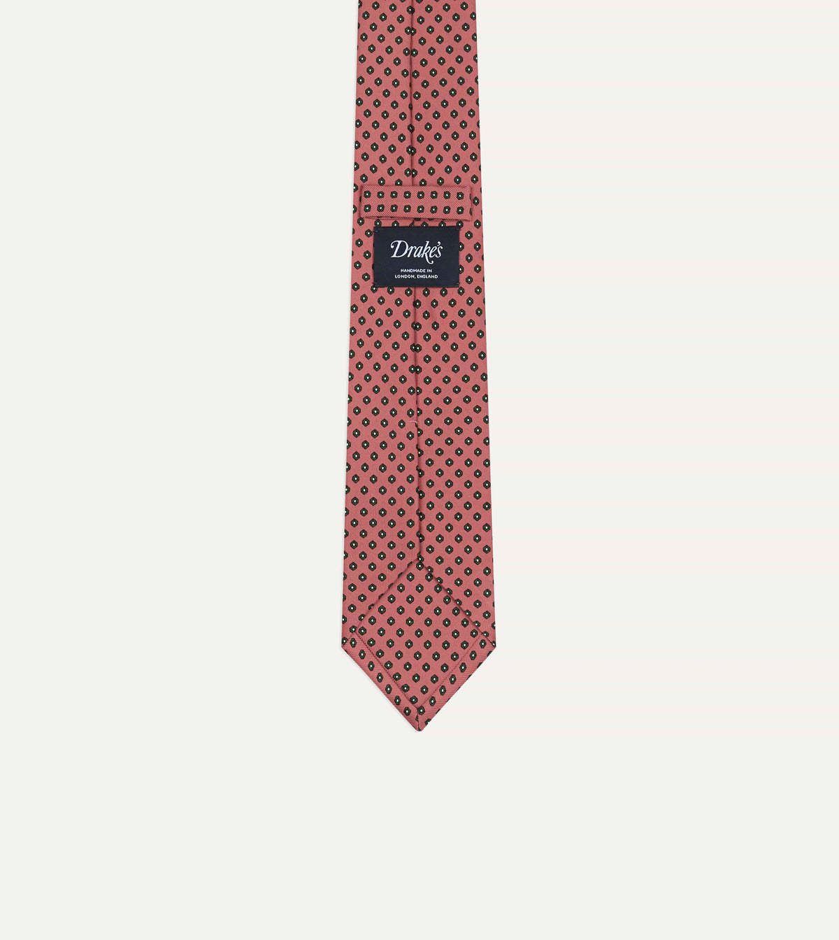 Pink Mini Flowers Tile Print Silk Self-Tipped Tie