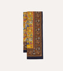 Yellow Elephant Village Print Wool-Silk Scarf