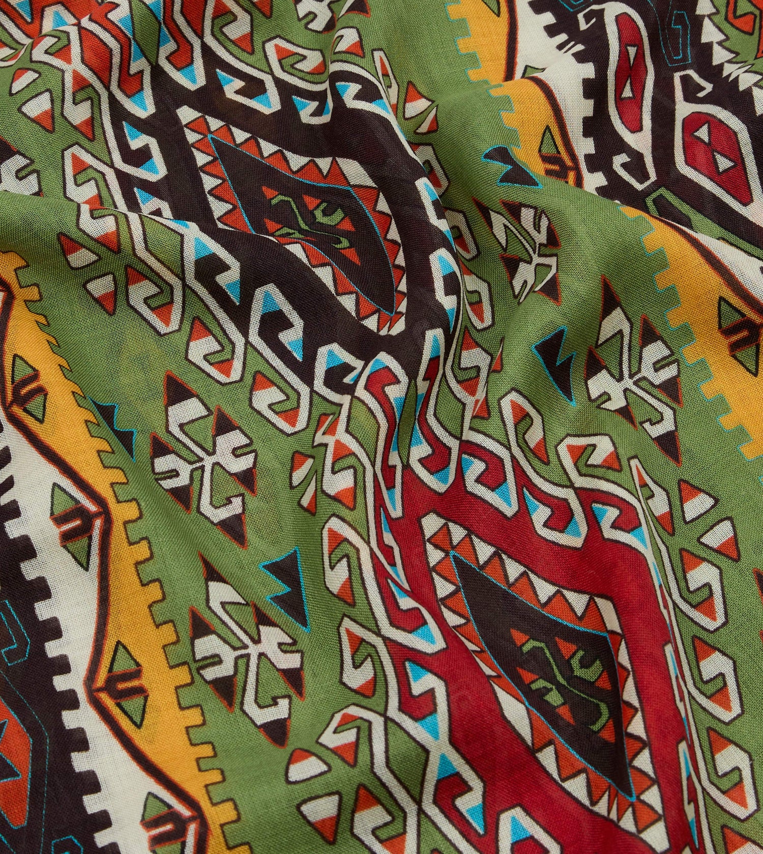 Red Kilim Print Tubular Wool Silk Scarf