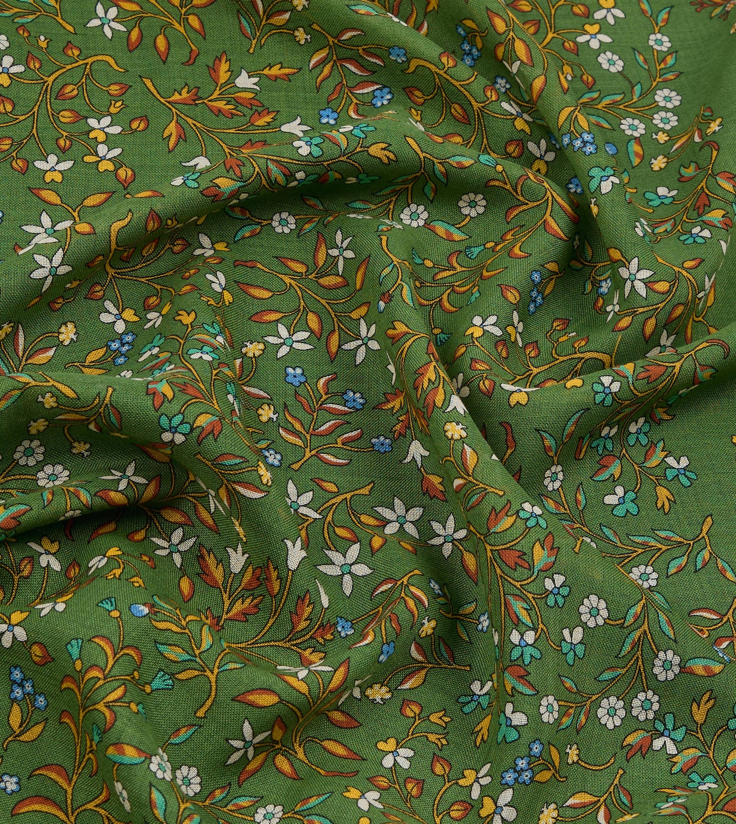 Olive Unicorn Garden Print Tubular Wool-Silk Scarf