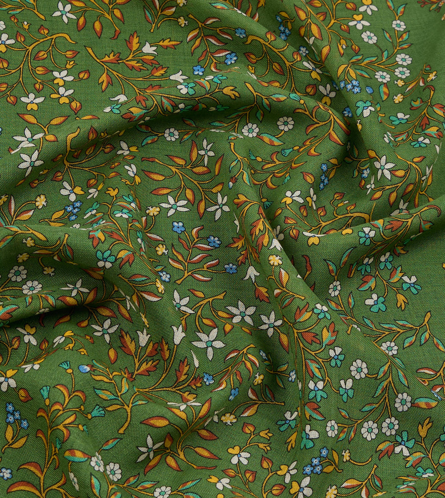 Olive Unicorn Garden Print Tubular Wool-Silk Scarf