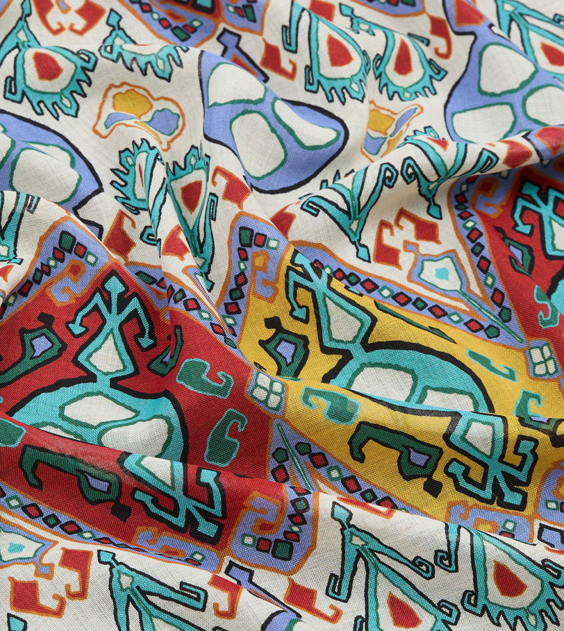 Ecru Tapestry Print Wool Silk Scarf