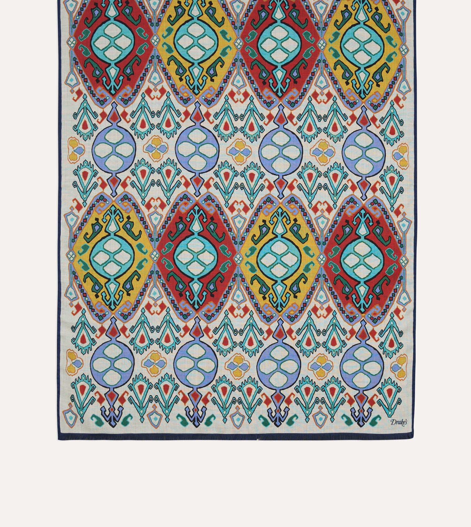 Ecru Tapestry Print Wool Silk Scarf
