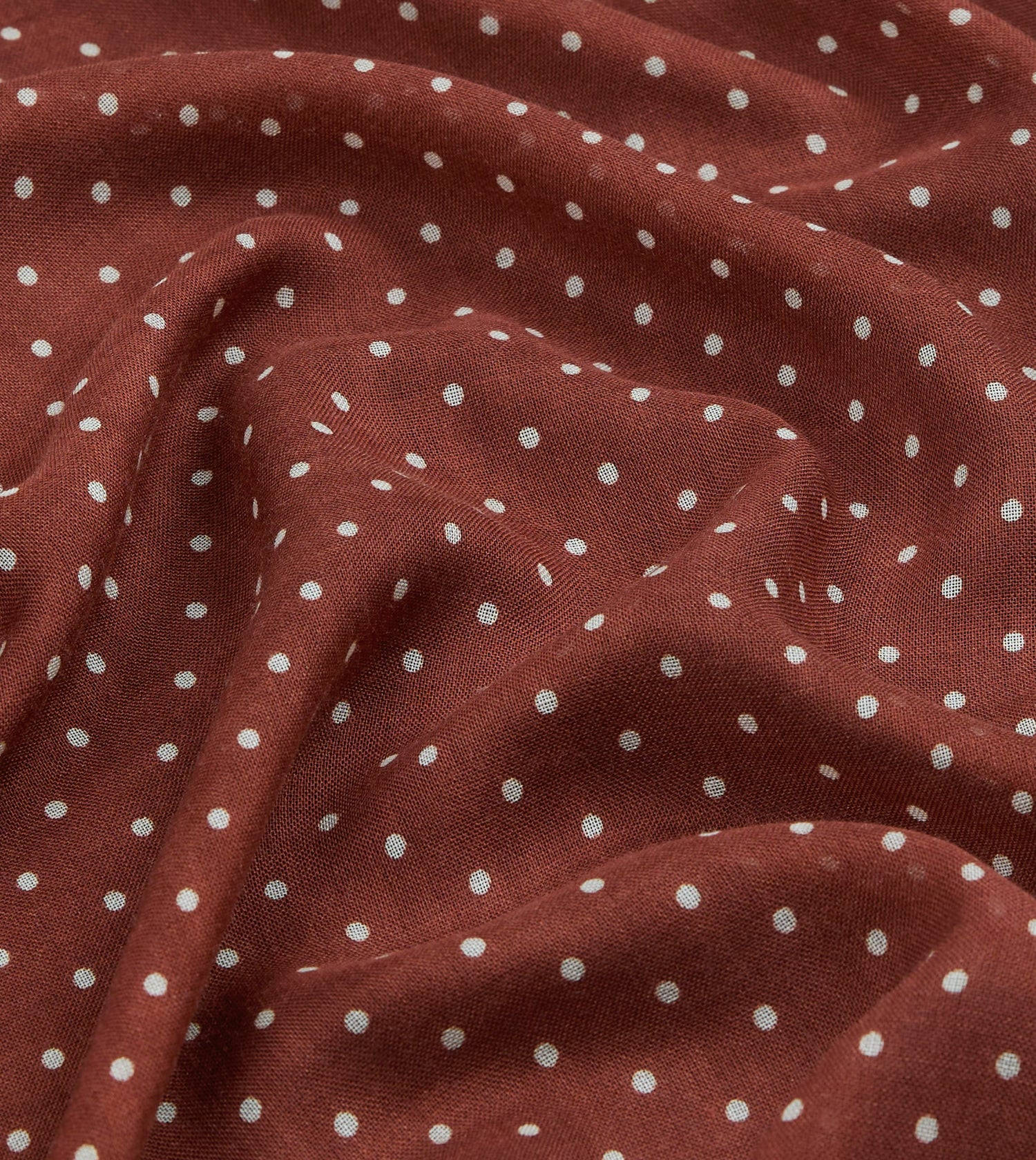 Burgundy Polka Dot Print Shoestring Wool-Silk Scarf