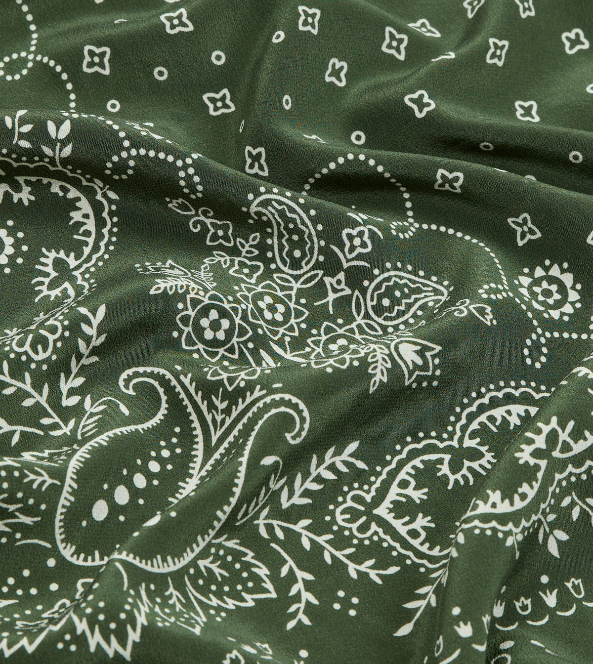 Green Bandana Print Silk Scarf