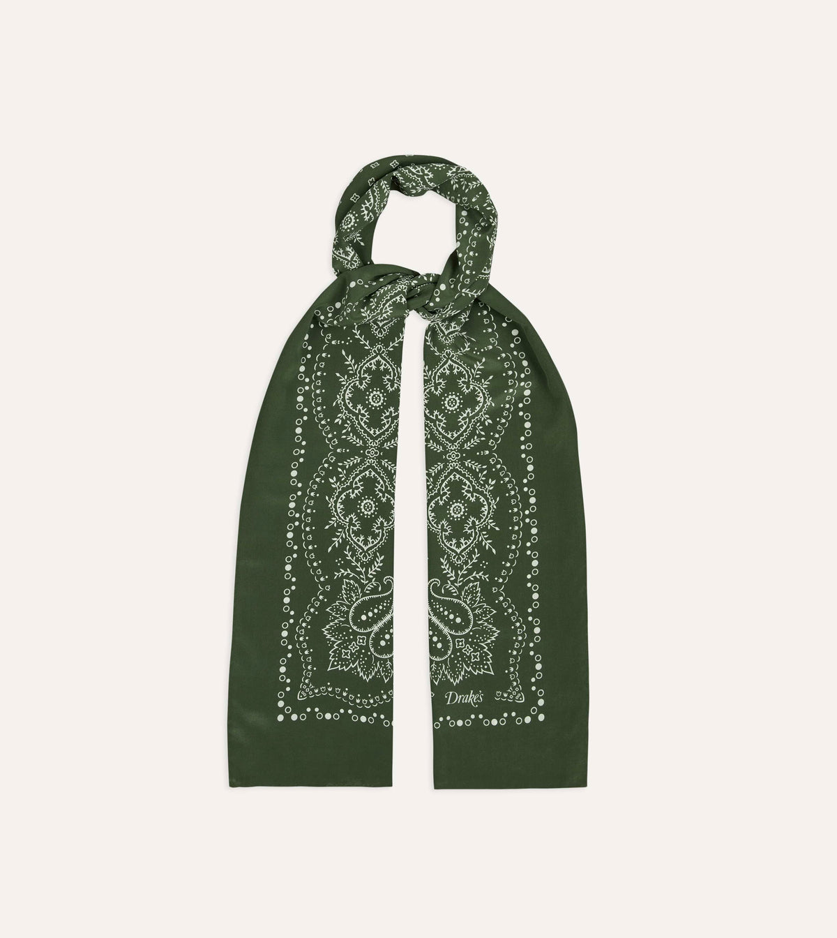 Green Bandana Print Silk Scarf