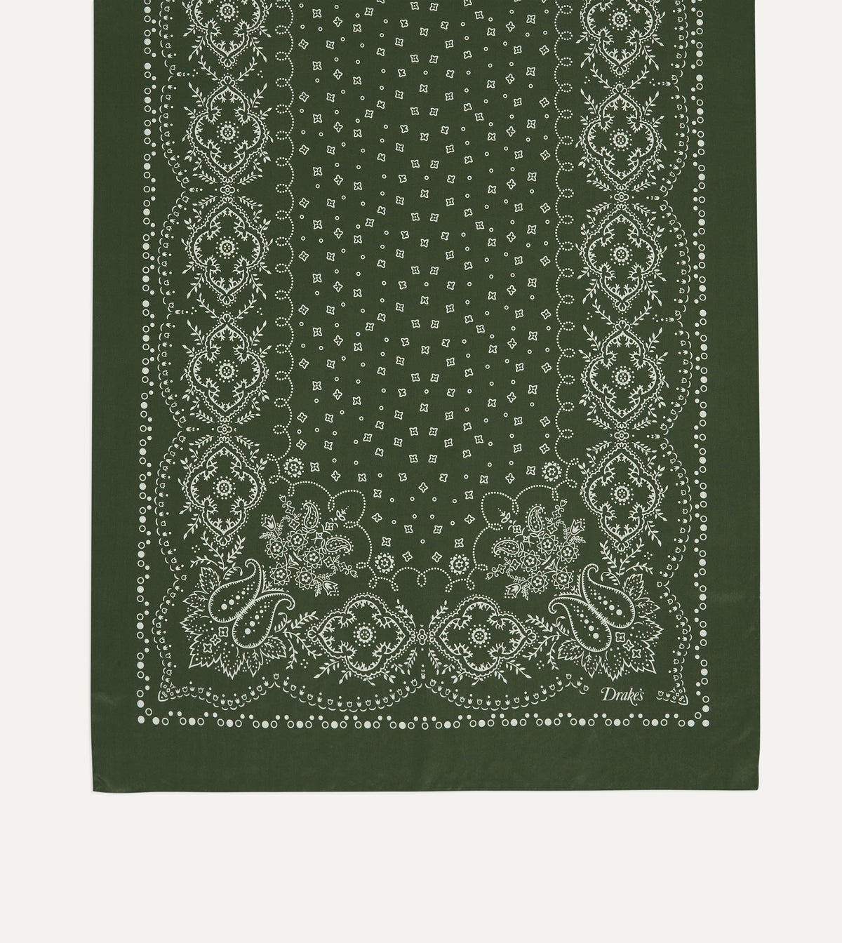 Green Bandana Print Silk Scarf