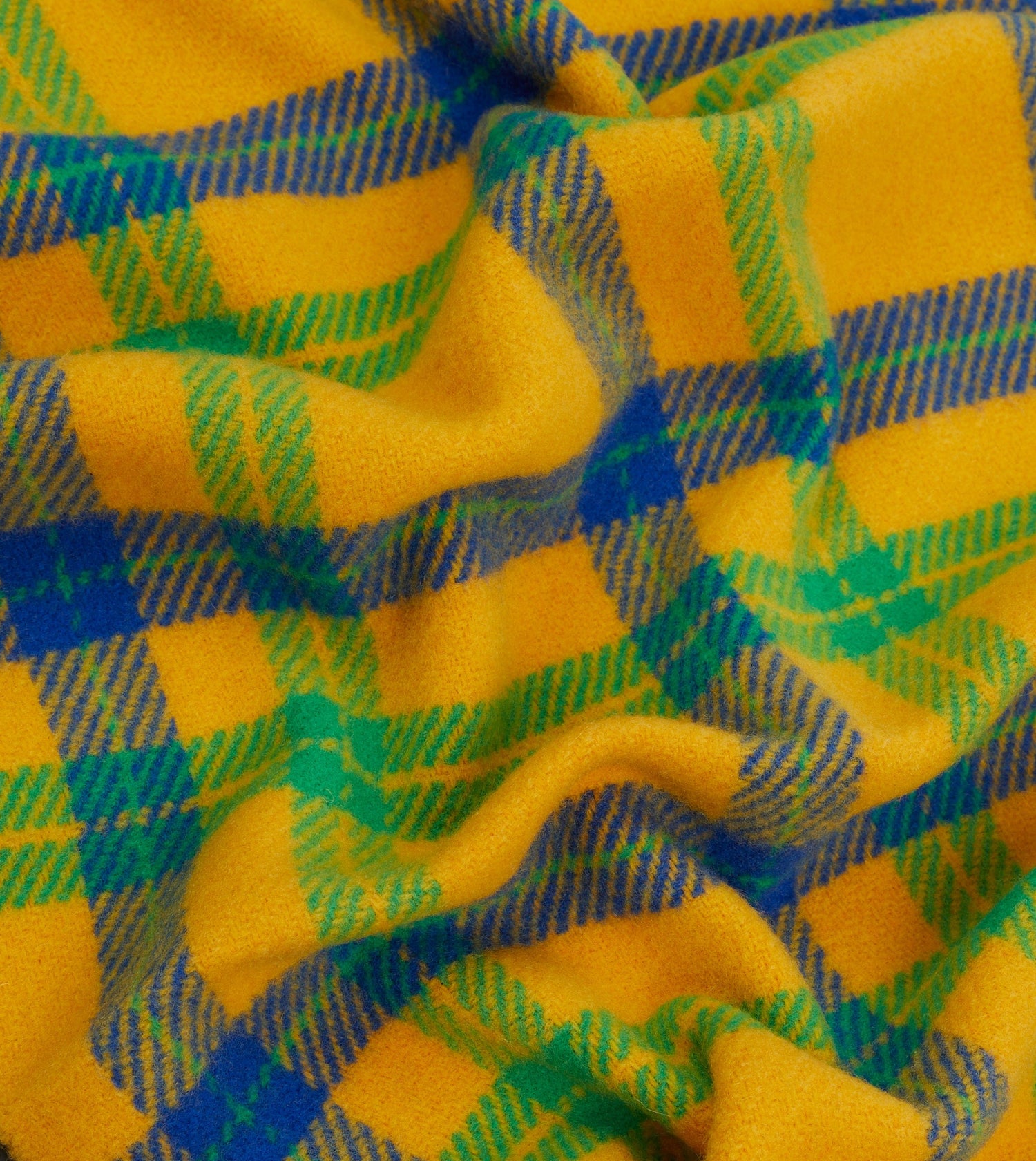 Yellow, Blue and Green Tartan Check Wool Scarf