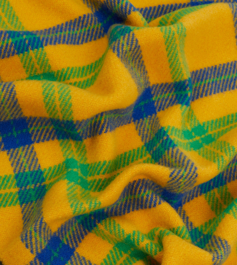 Yellow, Blue and Green Tartan Check Wool Scarf