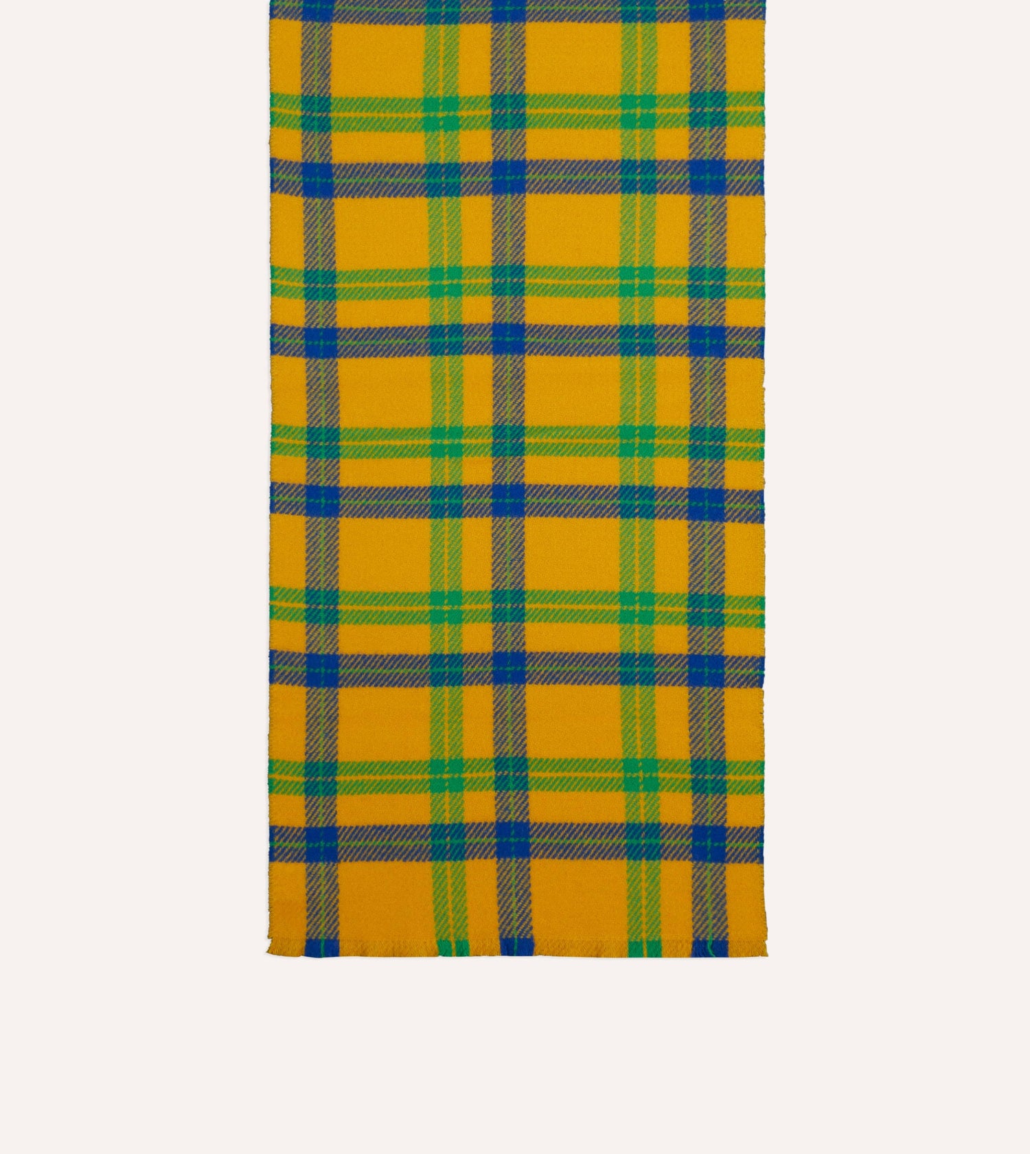 Yellow, Blue and Green Tartan Check Wool Scarf