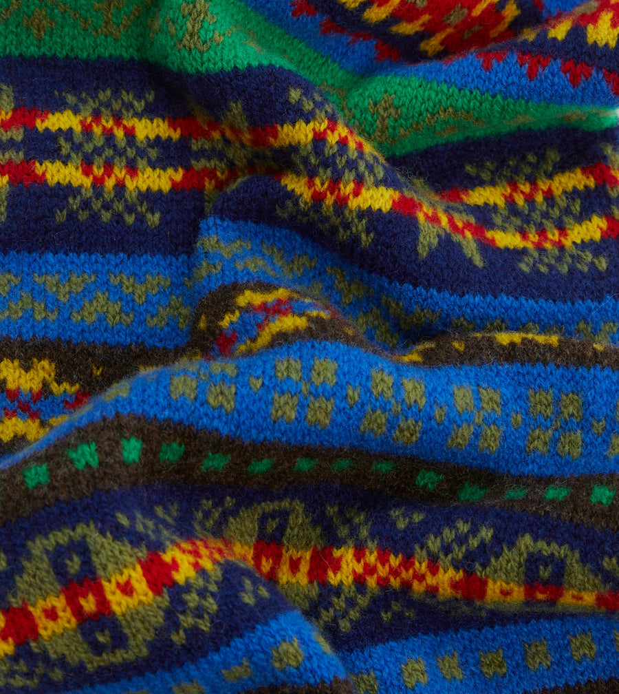Blue Fair Isle Lambswool Scarf