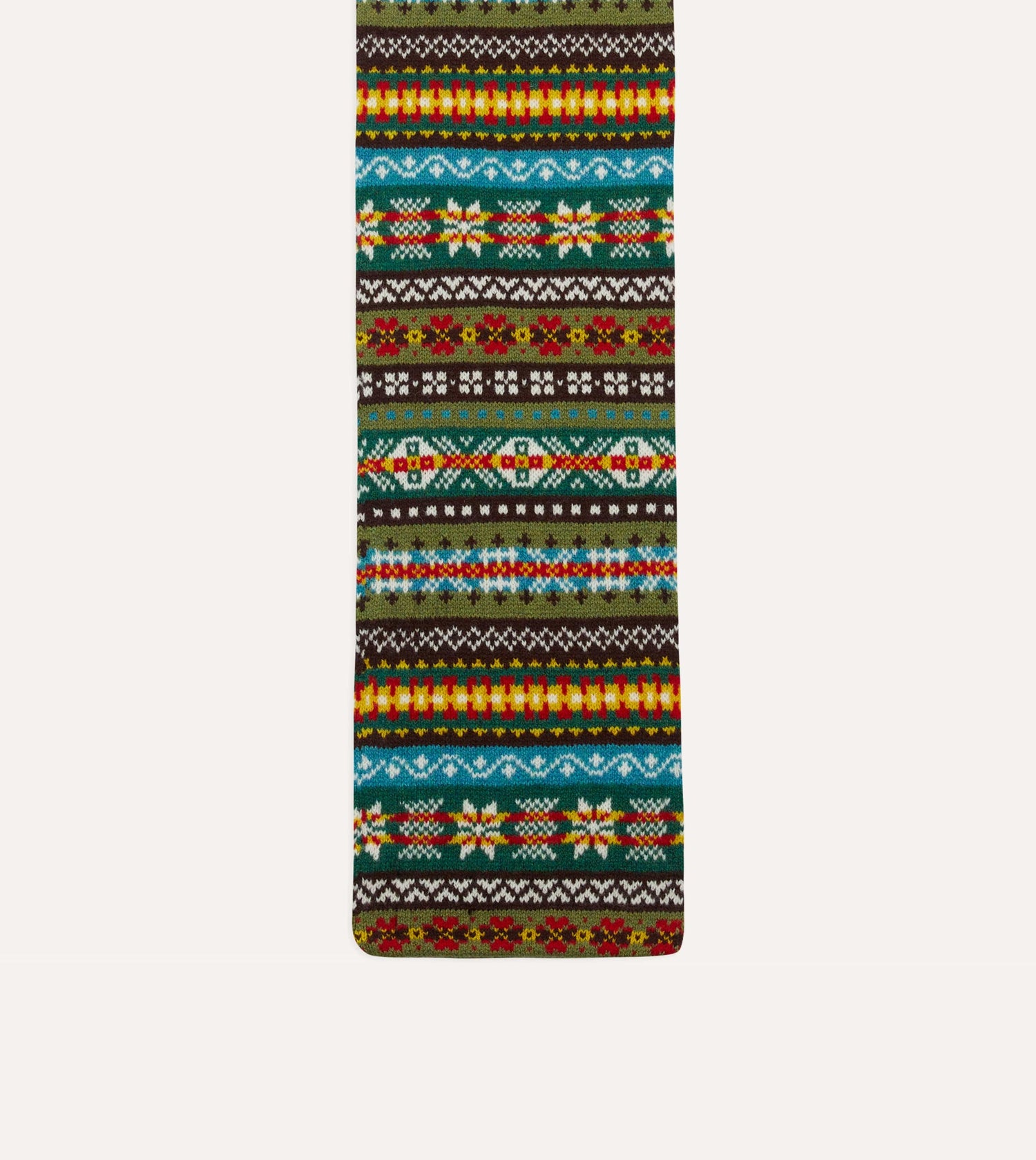 Green Fair Isle Lambswool Scarf