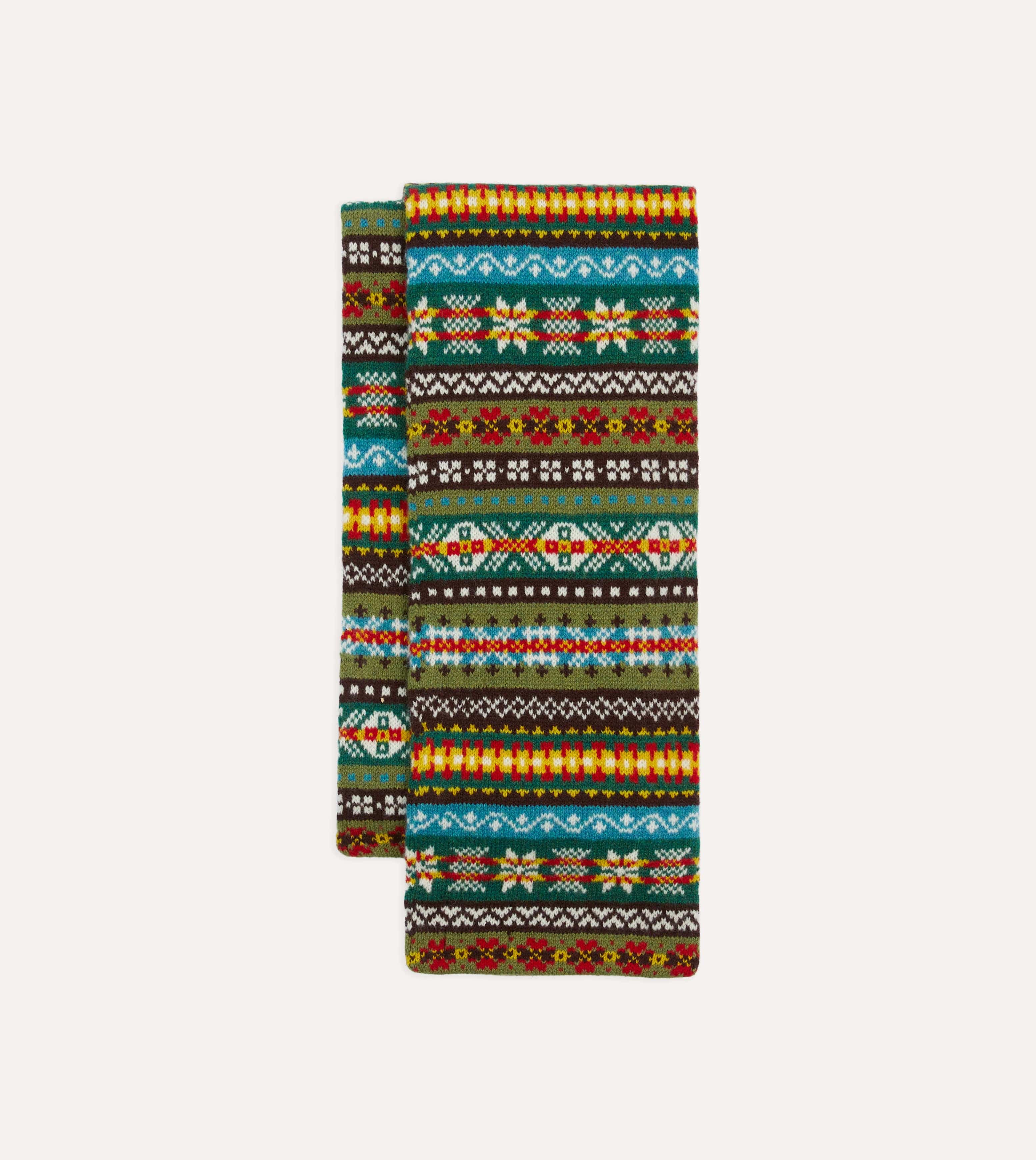 Green Fair Isle Lambswool Scarf