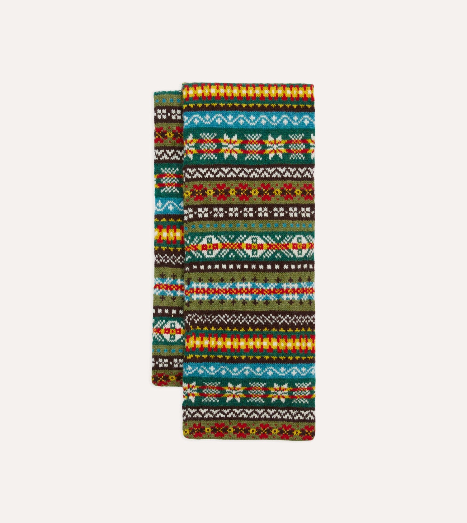 Green Fair Isle Lambswool Scarf
