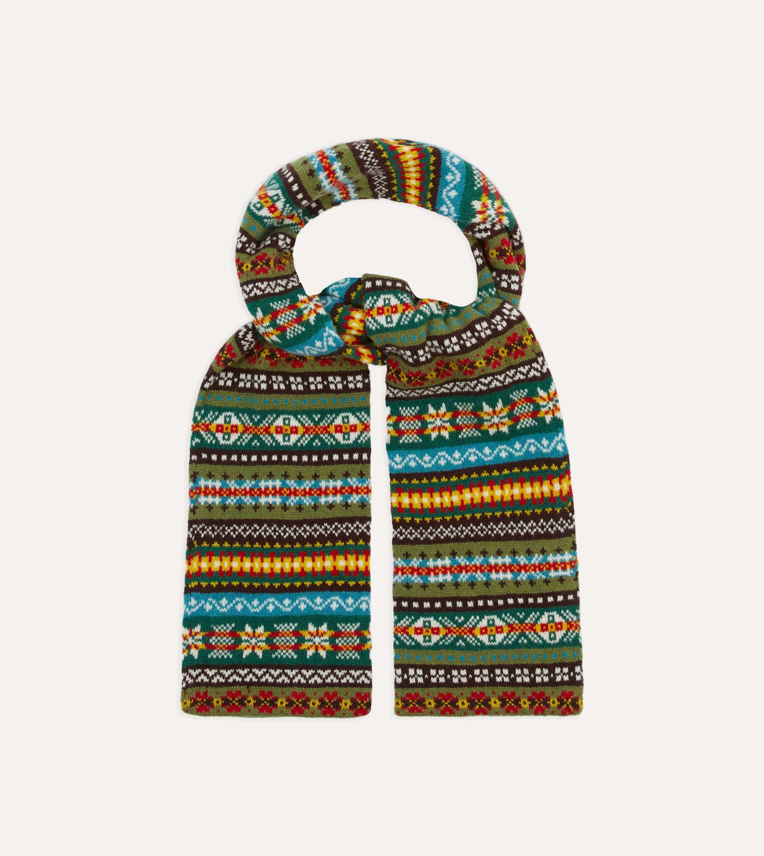 Green Fair Isle Lambswool Scarf