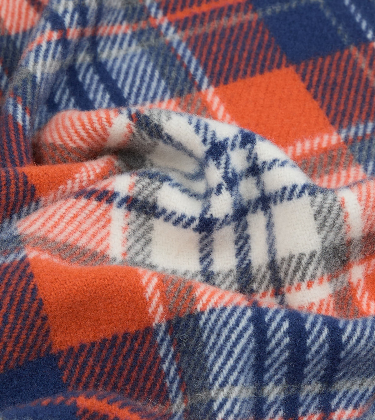 Orange and Blue Check Wool Scarf