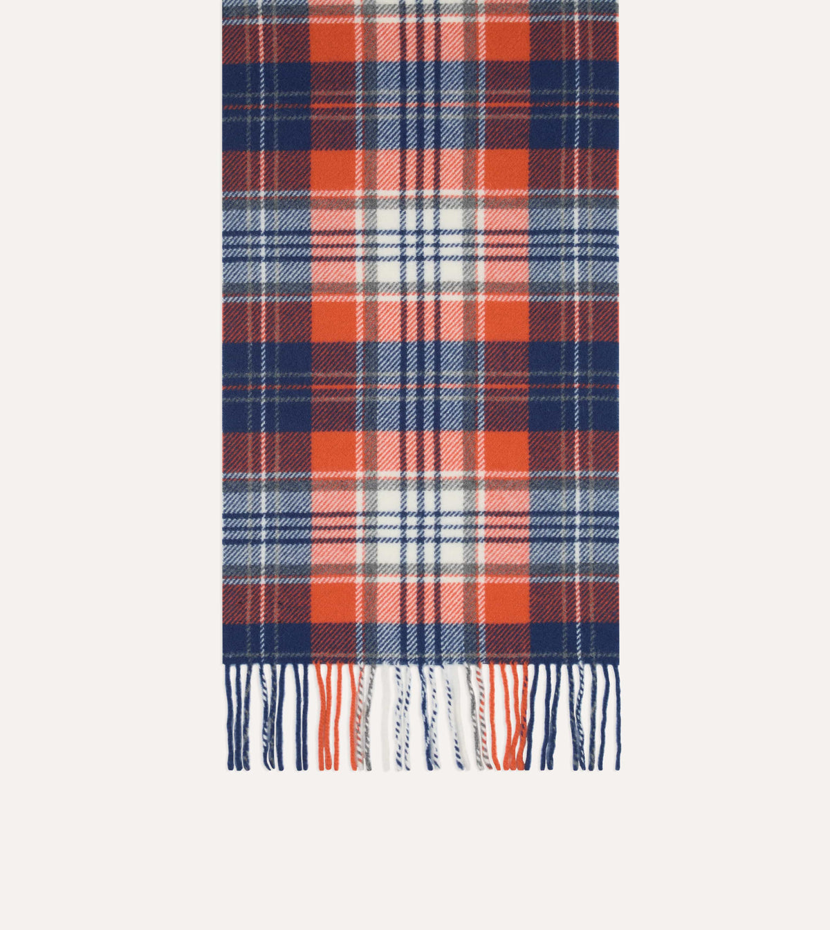 Orange and Blue Check Wool Scarf