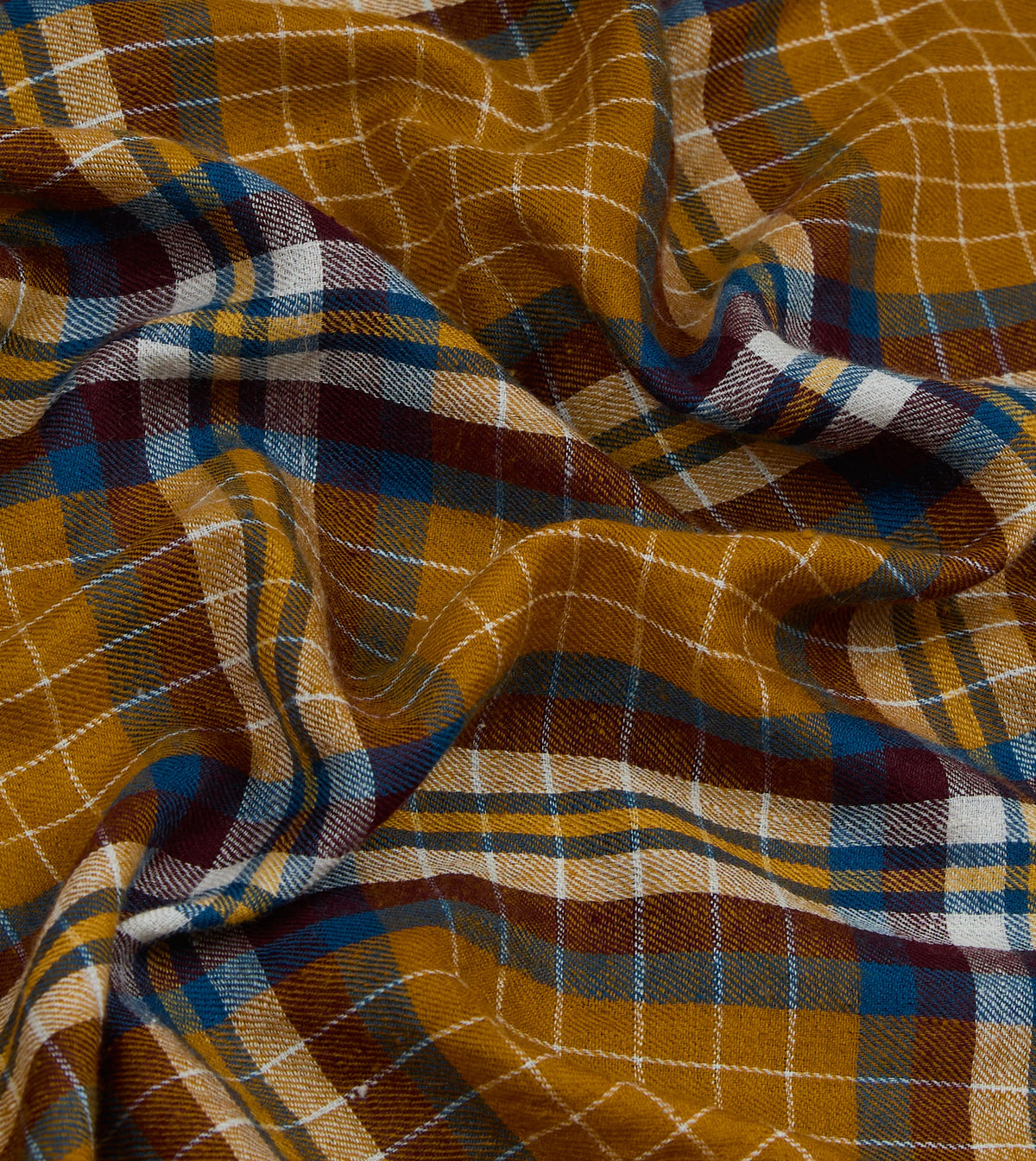 Yellow and Brown Check Cashmere Square Scarf
