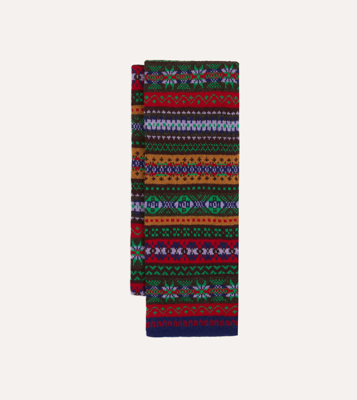 Brown Fair Isle Lambswool Scarf