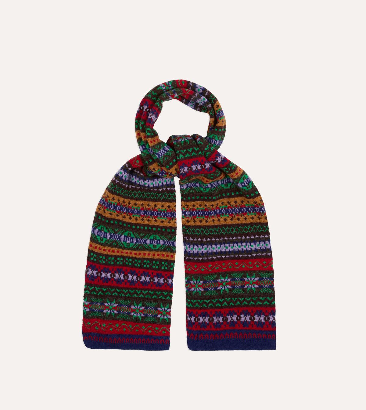 Brown Fair Isle Lambswool Scarf