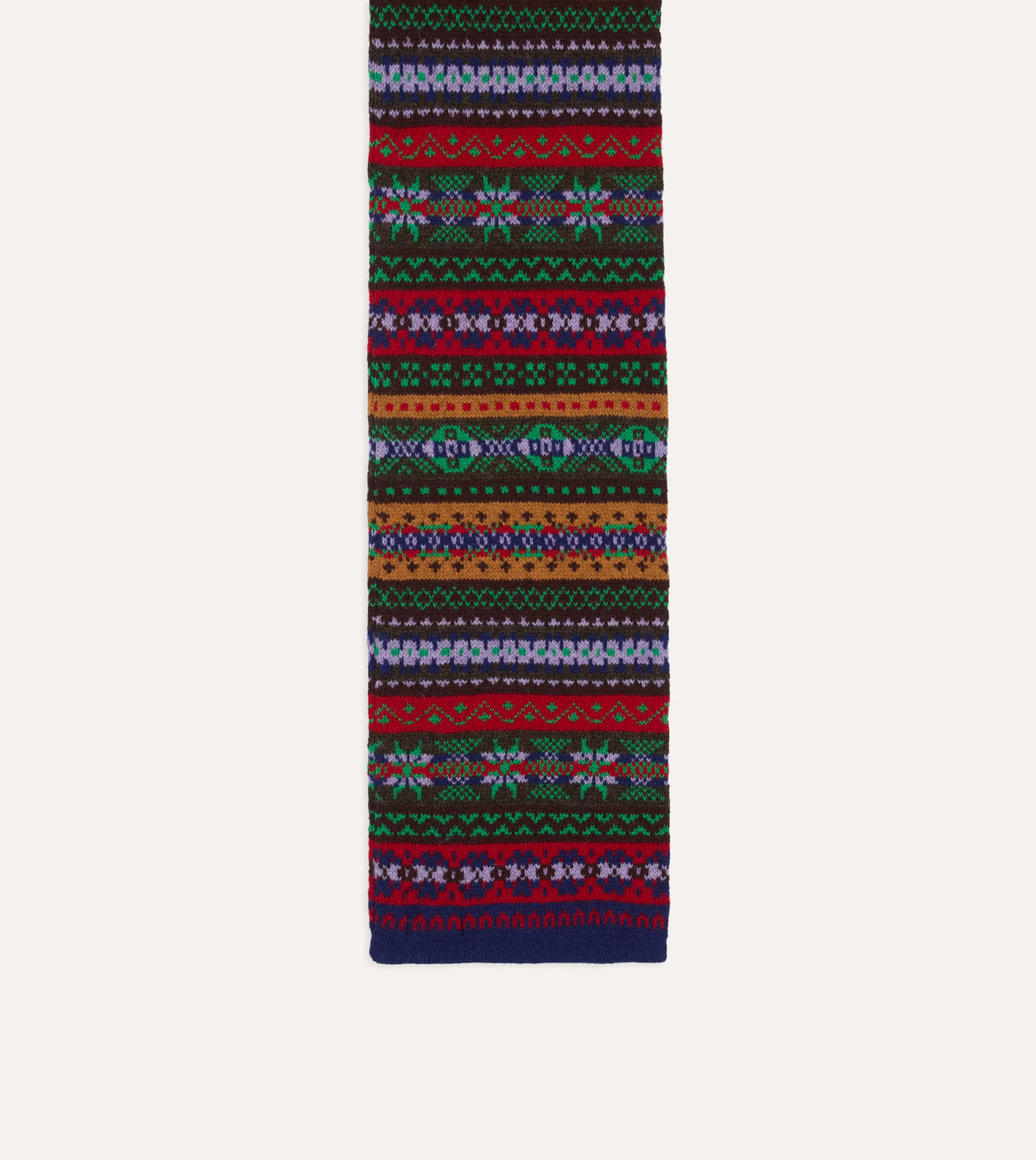 Brown Fair Isle Lambswool Scarf