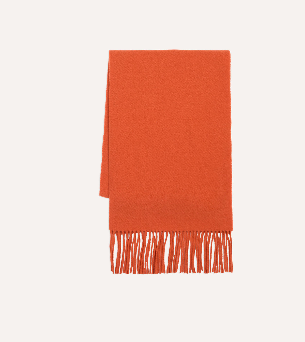Orange Solid Wool Fringed Scarf