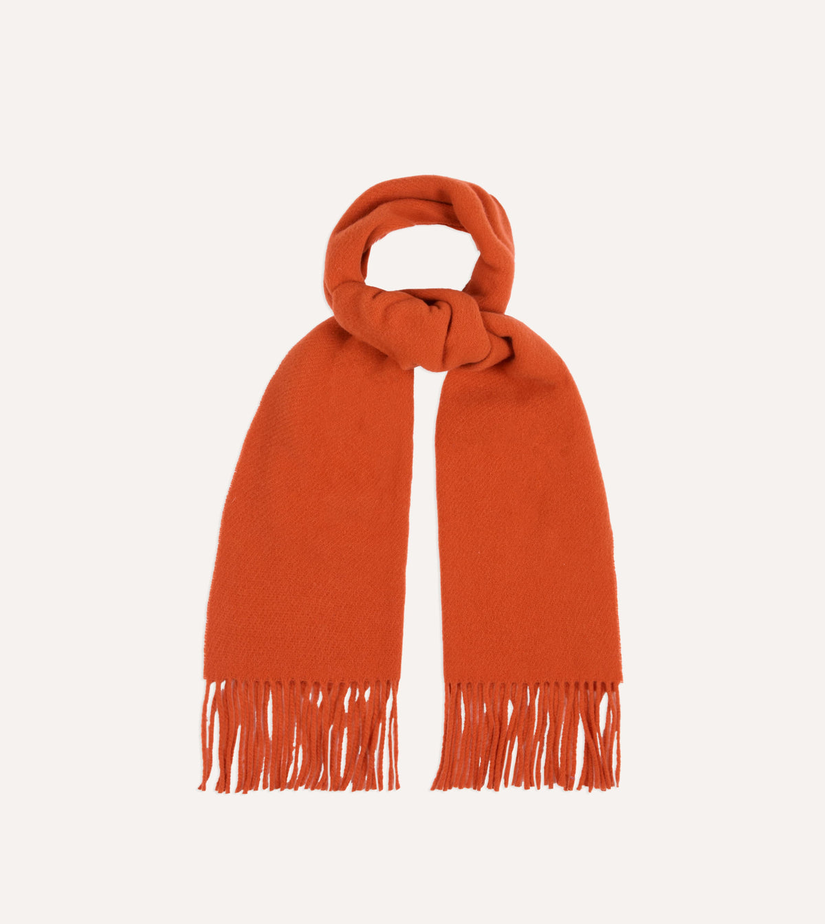 Orange Solid Wool Fringed Scarf