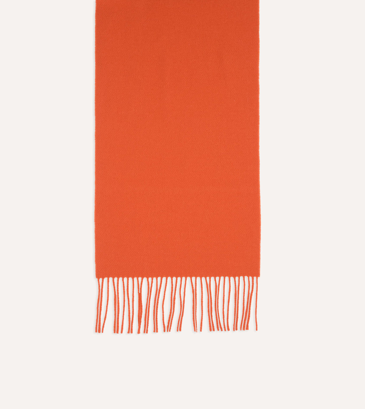 Orange Solid Wool Fringed Scarf