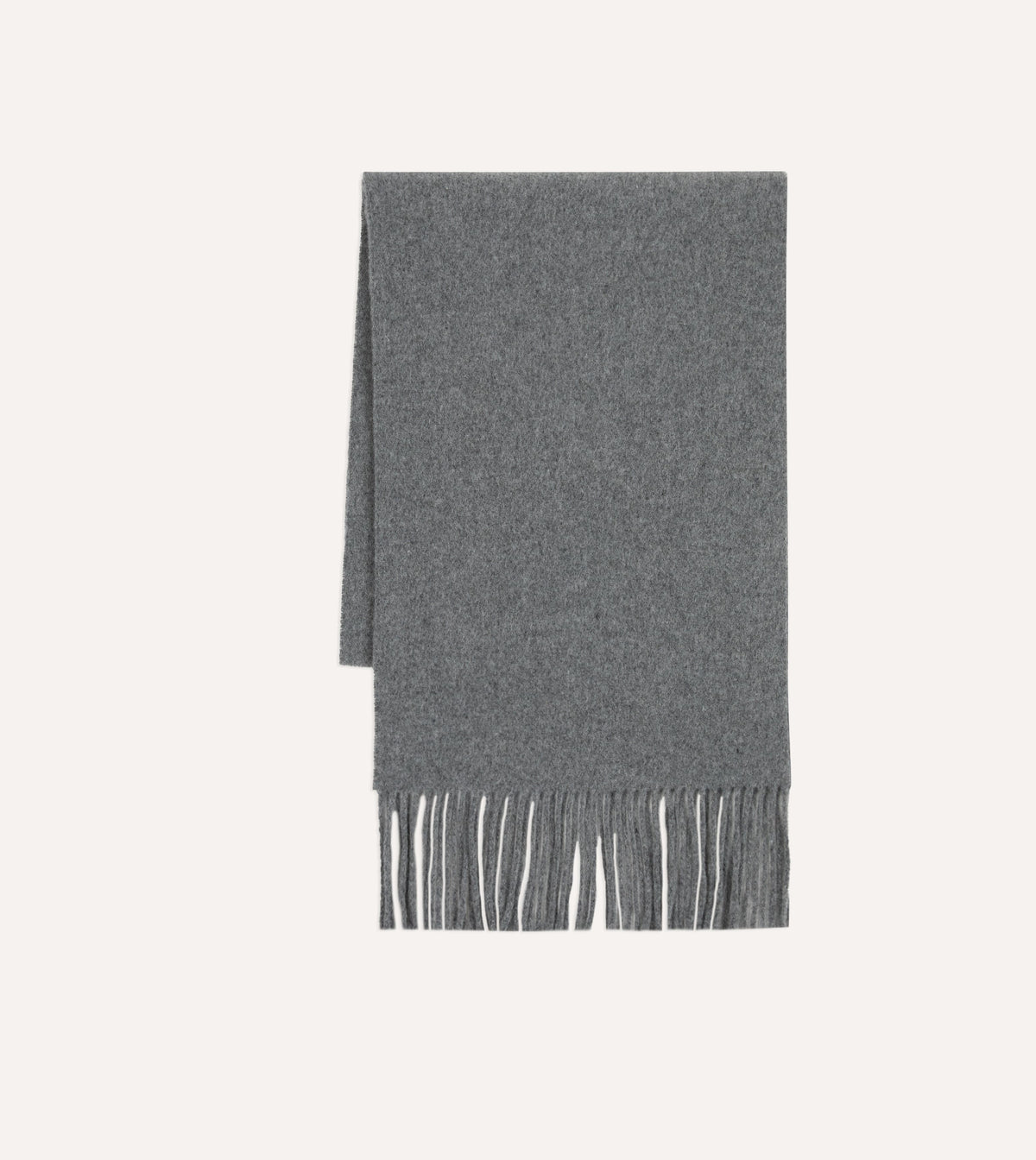 Grey Solid Wool Fringed Scarf