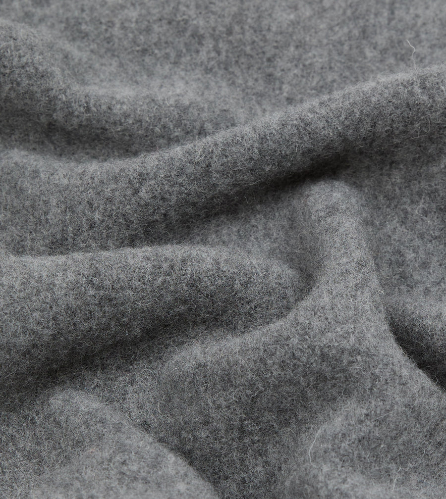 Grey Solid Wool Fringed Scarf