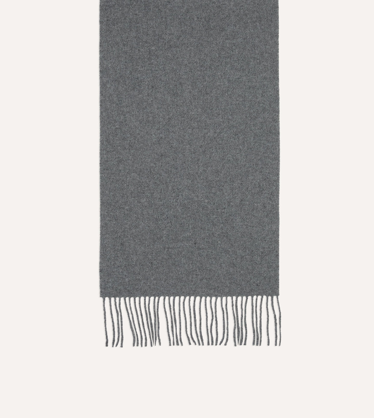 Grey Solid Wool Fringed Scarf