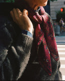 Magenta Birds of Paradise Print Wool-Silk Square Scarf