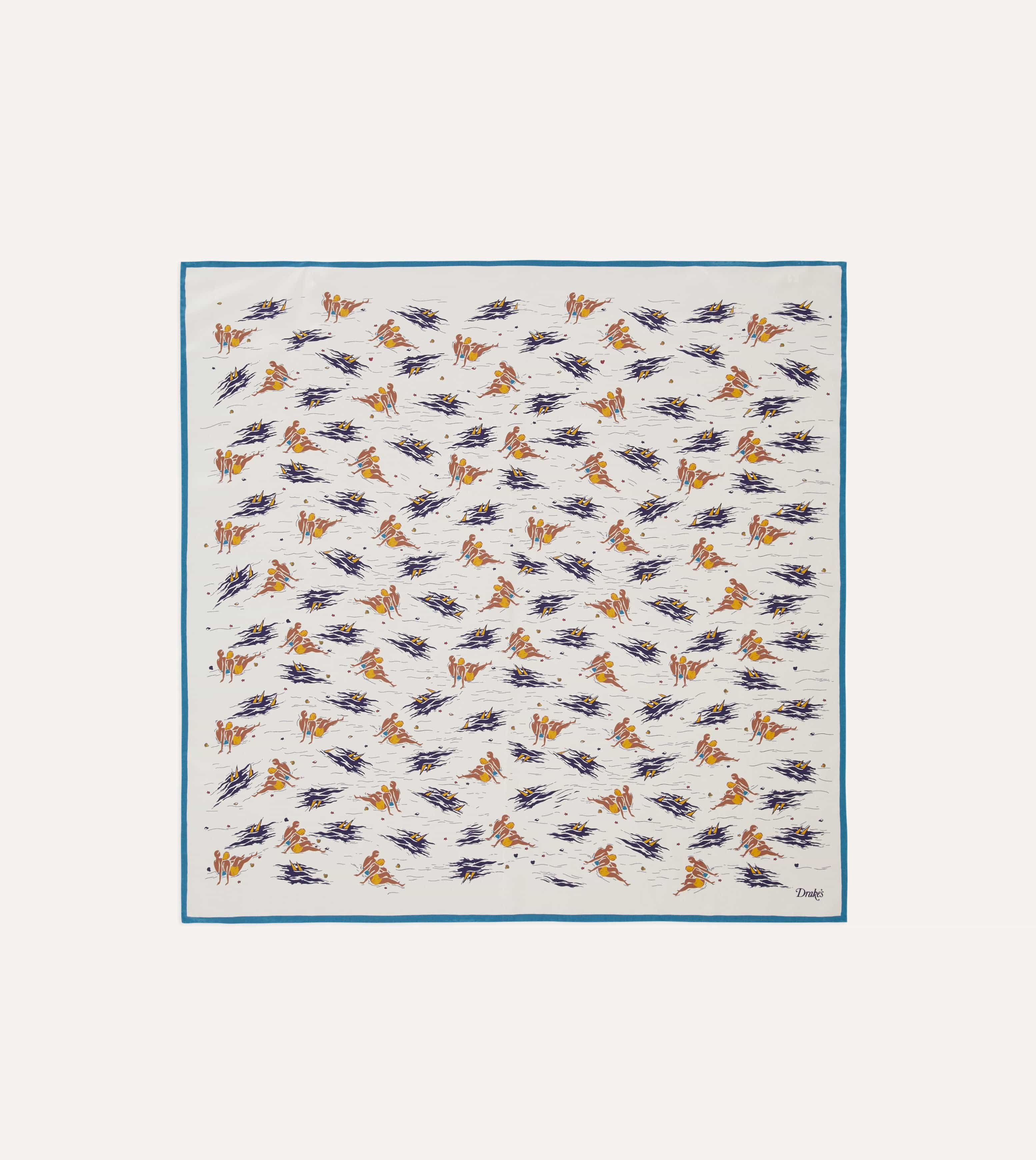 Ecru Bathers Print Silk Bandana