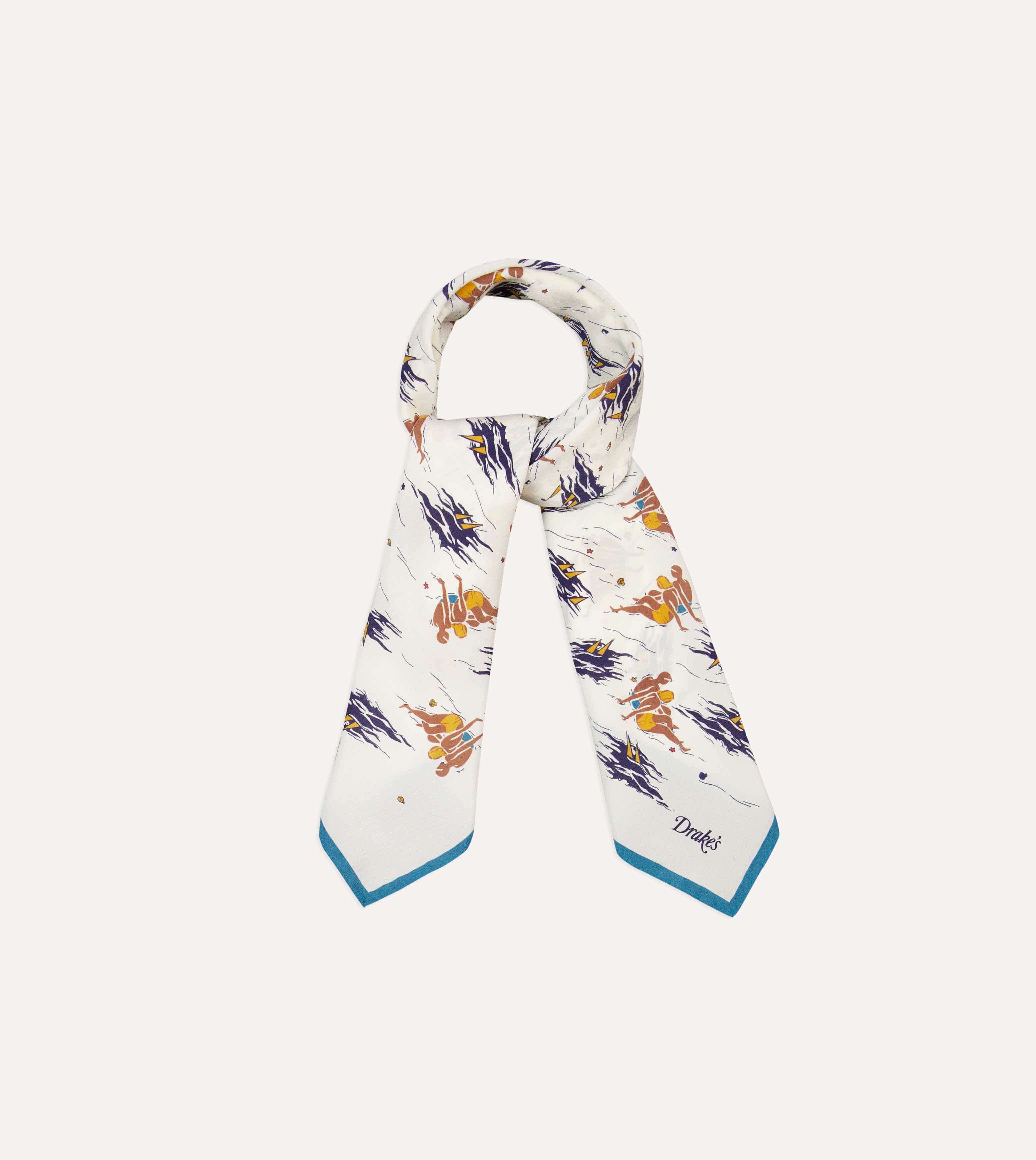 Ecru Bathers Print Silk Bandana