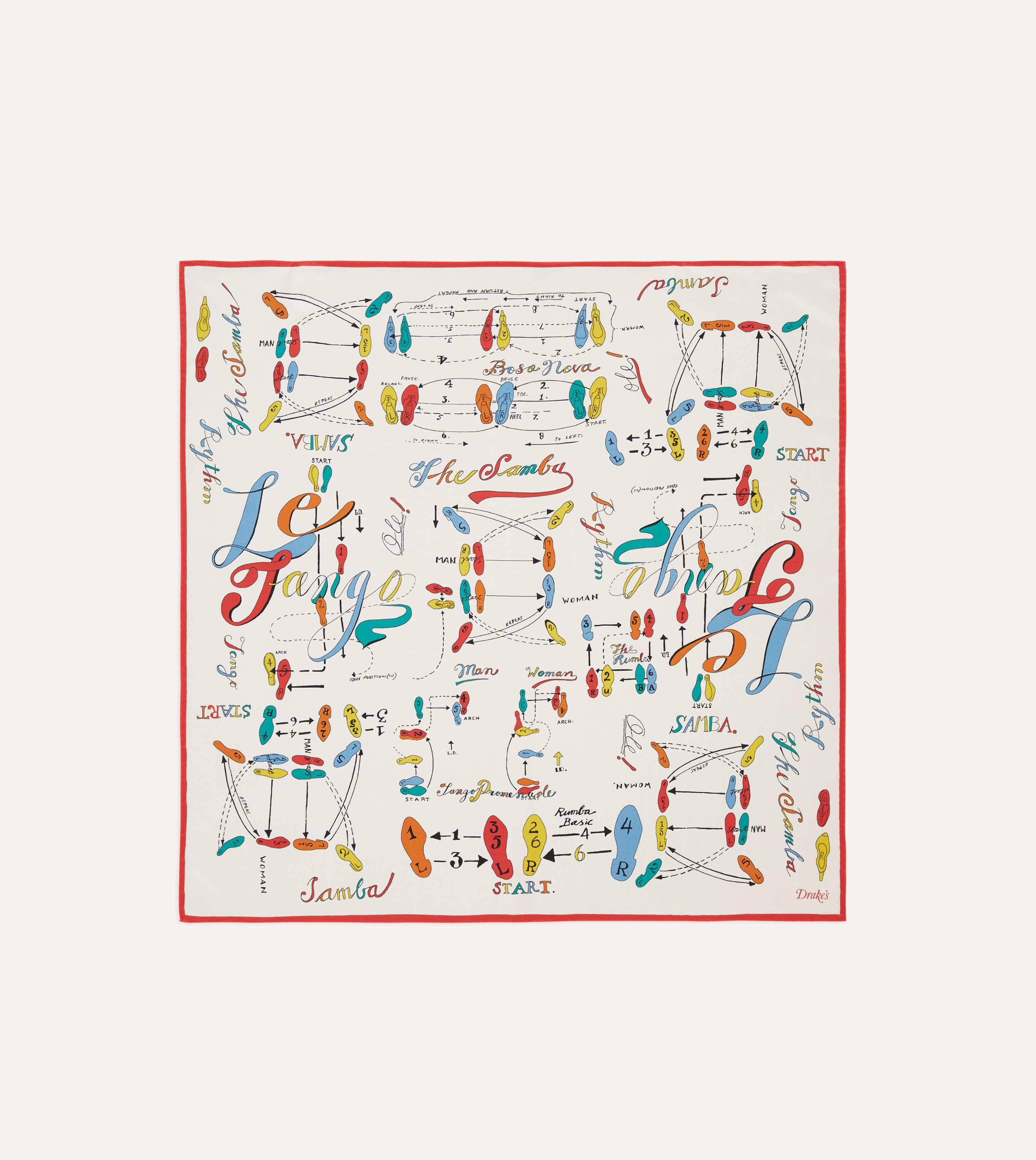 Dance Steps Print Silk Bandana