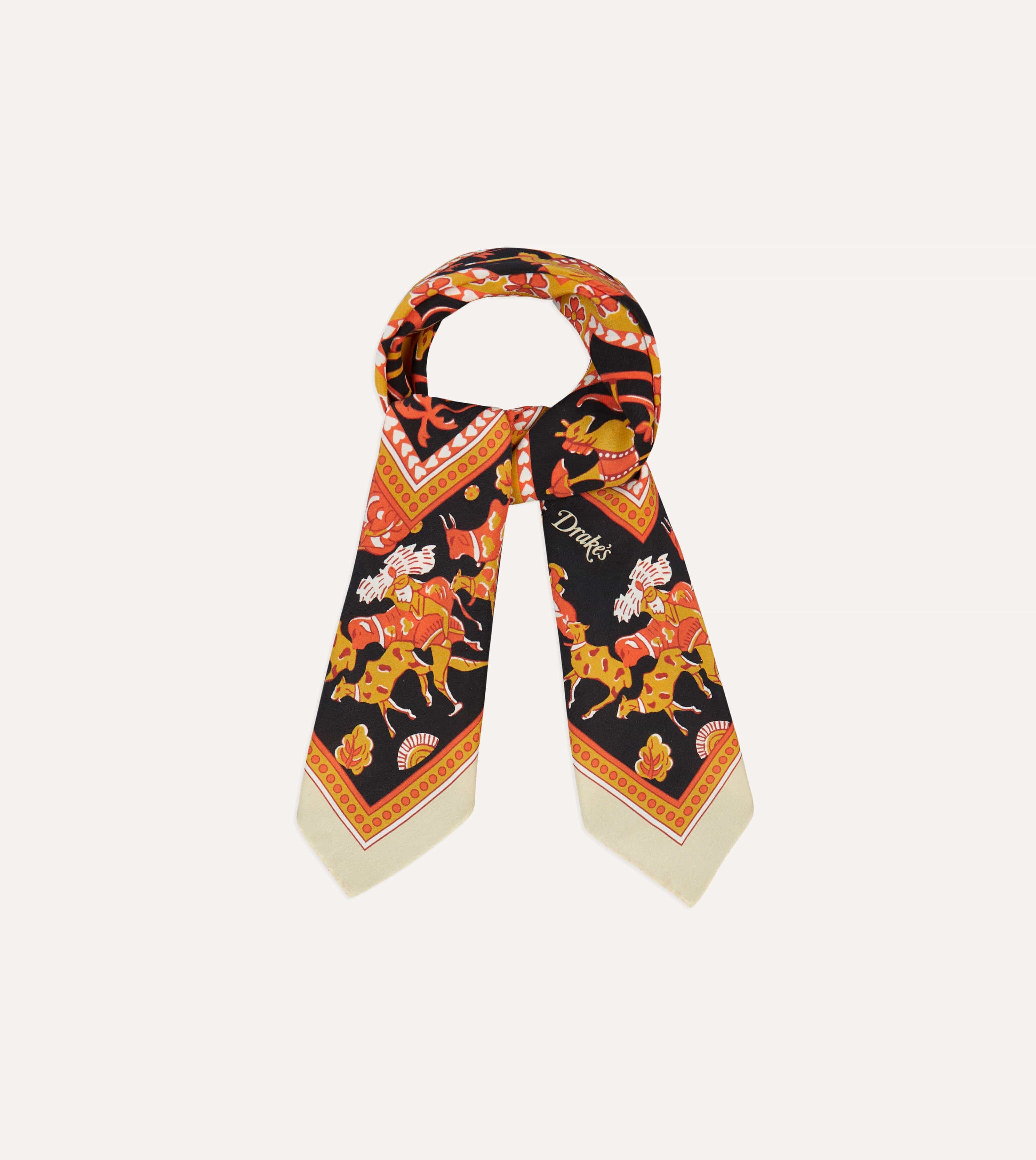 Orange Elephant Print Silk Bandana