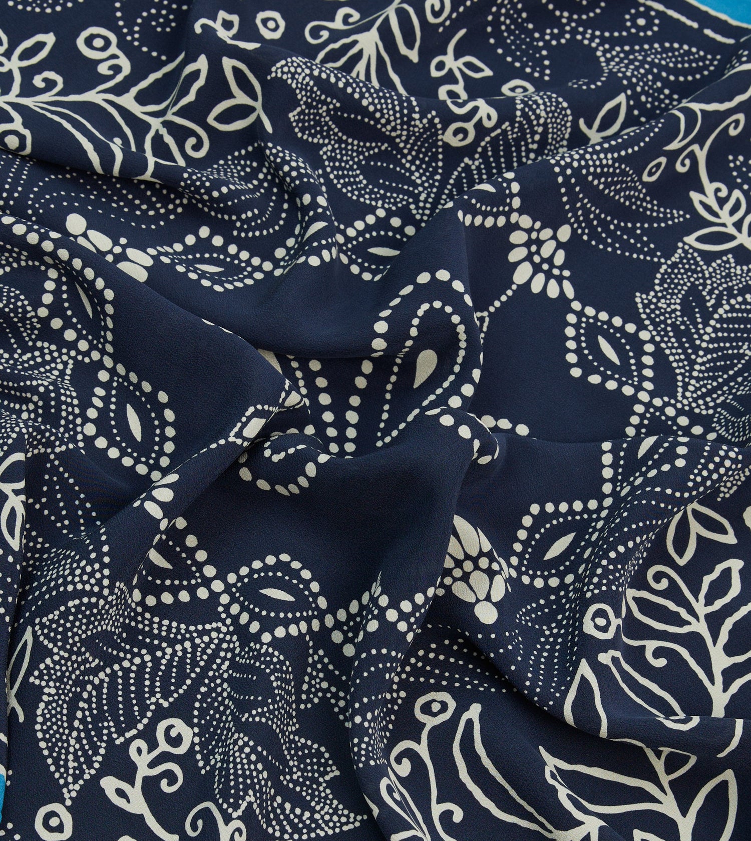 Navy Floral Paisley Print Silk Bandana