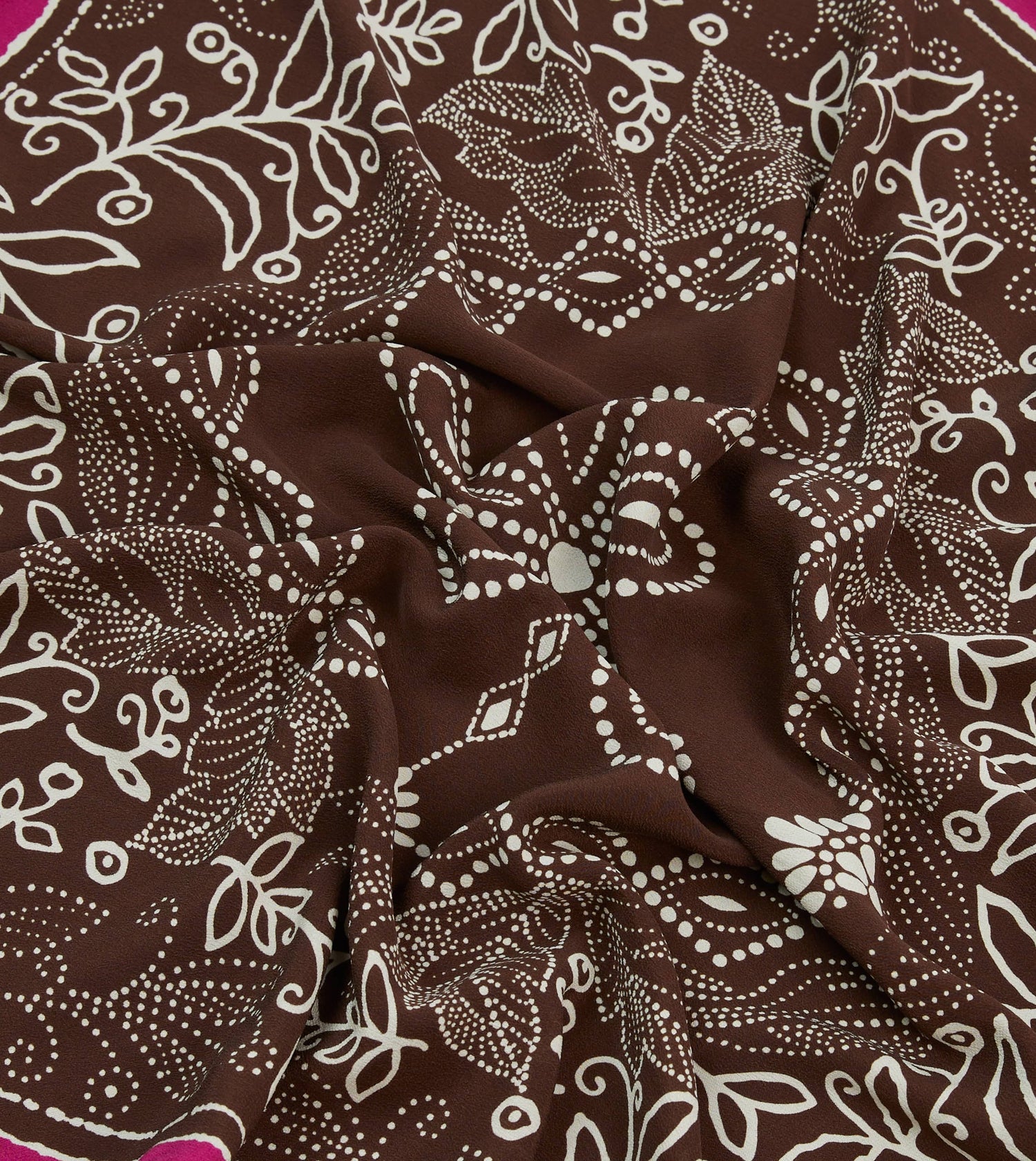 Brown Floral Paisley Print Silk Bandana